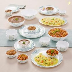 Larah By Borosil Moon Mia Dinner Set - 36 Pcs, Opal Glass Dinner Plate