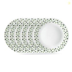 Larah by BOROSIL Sage 6 Pcs Opalware Plate Set (Dia - 10 inch), White