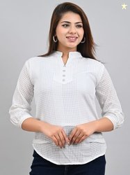 FELLAMO Women Checked Cotton Top