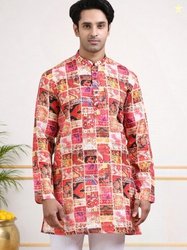 TATTVA Abstract Printed Mandarin Collar Cotton Straight Kurta