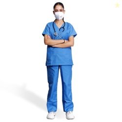 Medical Scrub Suit For Women - Sky Blue (Extra Small) | Poly Viscose F