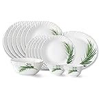 Larah by Borosil Crescent Fluted Series Opalware Dinner Set | 21 Pieces for Family of 6 | Microwave & Dishwasher Safe | Bone-Ash Free | Crockery Set for Dining & Gifting | Plates & Bowls | White