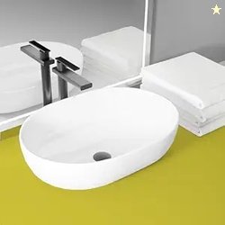 WASSMIST Ceramic Wash Basin/Basin for Bathroom | Table Top | 31D x 40.