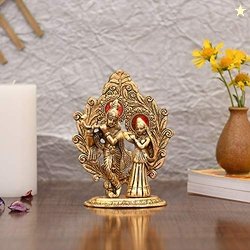 Collectible India Gold Plated Metal Radha Krishna Statue - Radha Krish
