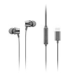 Lenovo – 300 Wired in-Ear USB-C Earphone – in-Line Microphone – USB-C Connectivity – Play & Pause Button – 3 Sizes Silicone Ear Tips Included, Grey