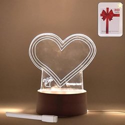 Madhabi 3D Acrylic Heart LED Night Lamp with Marker Pen  USB Powered C