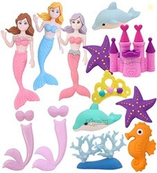 Toyshine Pack of 13 Mermaid Princess Castle Colorful Erasers for Child