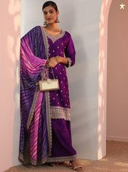 Libas Women Embroidered Regular Kurta with Palazzos & Dupatta