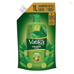 Dabur Vatika Health Shampoo - 1 L (Refill Pouch) | With 7 Natural Ingr