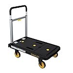 STANLEY SXWT-PC517-SP Flat-Folding Aluminium Platform Truck, 120kg Load Capacity, Soft Grip Handle, Platform with Basket Pin Slots, Open Dimn: 68x41x92 cm, Folded Dimn: 68x41x80 cm