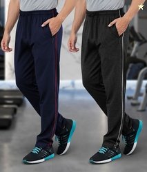 FEEL TRACK Pack of 2 Men Solid Dark Blue, Grey Track Pants
