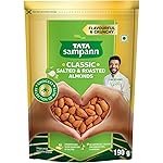 Tata Sampann Classic Salted & Roasted Almonds/Badam, Flavourful & Crunchy Snack, Handpicked, Salted & Slow Roasted Almonds, Rich in Protein, Magnesium, and Phosphorus, No Artificial Colours, Preservatives & Flavours, 190g