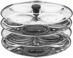 MANTAVYA 4 plates Heavy Stainless Steel Idli Plates Induction & S...mo