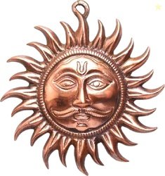 Bhakti Sringar Metal Copper Sun Face God Wall Hanging for Home Va...mo