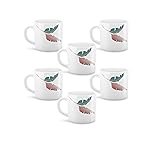 Treo By Milton Opalware Amara 18 Palma Cup Set | Microwave & Dishwasher Safe | Bone-Ash Free | Tempered Toughness | Set of 6, 180 ml Each | White | Mug Set for Tea, Coffee, Daily Use & Gifting