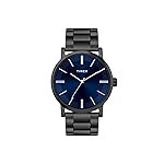 TIMEX Analog Watch for Man with Blue Round Dial & Black Stainless Steel Bracelet Band Water Resistant Men’s Wrist Watches – TWHG35SMU08