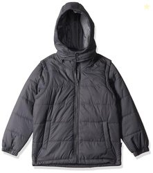 mazon Brand  Symbol Boys Festive convertible Puffer Jacket, With remov