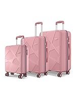 Safari Pentagon Pro 8 Wheels Set of 3 Trolley Bag, Hard Case Polypropylene, 360Âº Wheeling Small Check in Luggage, Suitcase for Travel, Trolley Bags for Travel, Rose Gold
