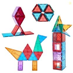 Amazon Brand - Jam & Honey 28 Pieces Magna Tiles Building Blocks for K