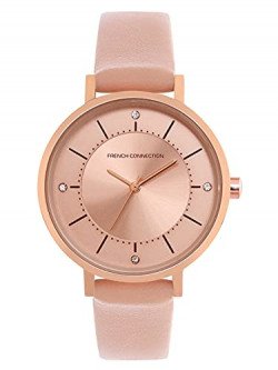 French Connection Leather Analog Rose Gold Dial Women's Watch-Fcn00010
