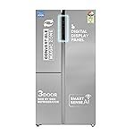 Haier SmartChoice 598L 3 Star 3-Door Side by Side Frost Free Refrigerator|Convertible|Smart Sense AI|Expert Inverter Compressor|Digital Display Panel (2025 Model, HRT-683ISU1, Inox Steel)