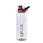 CELLO Fitbe Flip Cap Water Bottle For Daily Use 1000 ml, Black Pink | BPA Free, Reusable & Unbreakable Leakproof Lightweight Easy to Carry with Handle PET Water Bottle For Gym Office Indoor & Outdoor