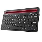 Amkette Optimus Pro Wireless Keyboard/Bluetooth Keyboard, Multi Device (4in1) Rechargeable, Premium Scissor Keys | One Click Device Switching & AI Access for MacOS & Windows | Tablet & Phone Holder