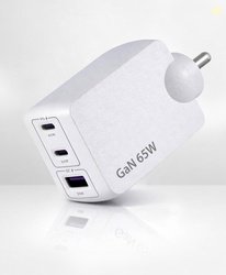 BlueRigger 65W 3-Port GaN Charger PD QC3.0 QC4.0 PPS Fast Charging Com