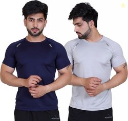 indian krait Pack of 2 Men Solid Round Neck Polyester Blue, Grey ...mo