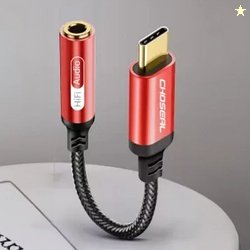 CHOSEAL Red Usb Type C To 3.5 Mm Audio Jack Connector With Hi-Res...mo