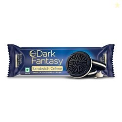 Sunfeast Dark Fantasy Vanilla Crme, 79g, Dark Crunchy Biscuit with Smo