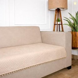 STITCHNEST 3 Seater Quilted Velvet Sofa Cover with Pom Pom | Elegant B
