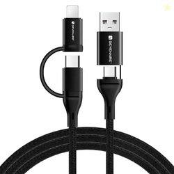 Sevenaire 4-in-1 Braided Quad Charging Cable| Type C to Lighting, Type