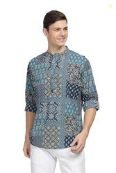 BE ACTIVE Jaipuri Pure Cotton Printed Short Kurta Full Sleeves for Men