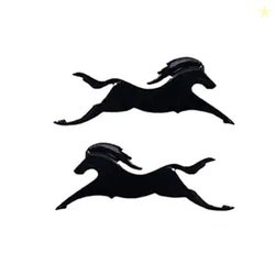 AutokraftZ 2Pcs 3D Chrome Horse Emblem Stickers (Black) for TVS Apache