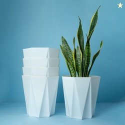 Mrida and Maati 10 Inch pot (WHITE,5 Pcs) Flower Pot for Home, In...mo