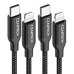 CZARTECH [1.2 Mt USB-C 20W Fast Charging cable Compatible with i-Phone,14,13, 12,11, X, 8, 7, 6, 5, i-Pad iPad Air and More [Nylon Braided,Black – Pack of 2]