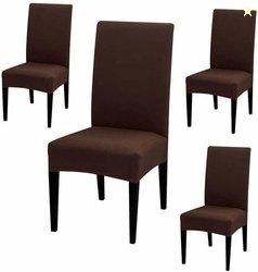 DECORIAN Polycotton 1 Seater Chair Plain Cover (Pack of 4 Brown)