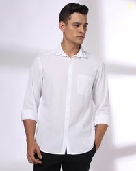 JOHN PLAYERS Men Slim Fit Cotton Modal Shirt with Patch Pocket