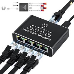 Ethernet Splitter 1 to 4, 1000Mbps High-Speed Internet Splitter, Gigab