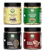 Go Vegan Raw Seeds Combo for Eating – 1kg (Pumpkin, Chia, Sunflower and Flax Seeds – 250gm Each, Pack of 4)