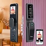 LAVNA 8 Way Premium Smart Door Lock with Camera N Face, Fingerprint, Mobile App, WiFi + Bluetooth, RFID Card, OTP, PIN and Manual Key | 5-Bolt Security | for Wooden Doors 3 Yr Warranty (LA44 Face)