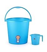 Cello Frosty Delux Bathroom Set (18 L Bucket & 1 L Mug), Blue | Lightweight Durable & Sturdy with Easy-Grip Handles | Plastic Multipurpose Bath Set for Modern Bathrooms