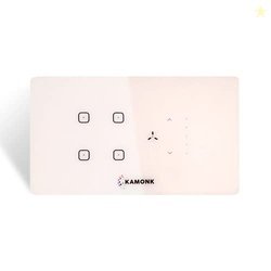 Kamonk 4 Module Custom Plate: (4 Gang x 1 unit) + (Fan Regulator x 1 u