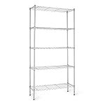 amazon basics Height Adjustable 5-Shelves Heavy Duty Rack – Chrome, Alloy Steel