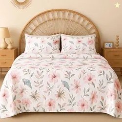 HOMEKART Cotton Double Bedsheet with Pillow Covers | 144 TC Soft & Bre