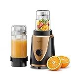 Lifelong Nutri Blender with 2 Jars (400ml & 800ml), 400W Motor, 3 Speed with Pulse, 4 SS Blades, Dual Lids(Sipper & Solid) | Compact Mixer, Juicer, & Grinder for Smoothie, Puree, Chutney (Black, Gold)