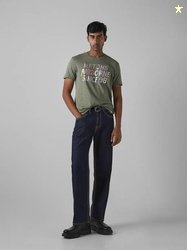 MUFTI Men Graphic Print Crew Neck Pure Cotton Green T-Shirt