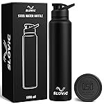 SLOVIC Steel Water Bottle 1 Ltr | Fridge Water Bottle with Sipper Cap | 100% BPA Free & leak-Proof | Sipper Bottles for Adults | Ideal for School, Gym, Office, Travel | Black