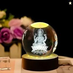 Desidiya Goddess Laxmi Ji Crystal Ball Night Light 2.4 Inch Glass Ball